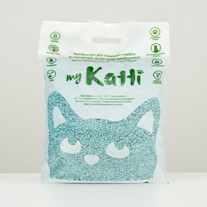 Целлюлозный наполнитель KATTI, с комплексом бактерицидных препаратов, 8л - Фото 1