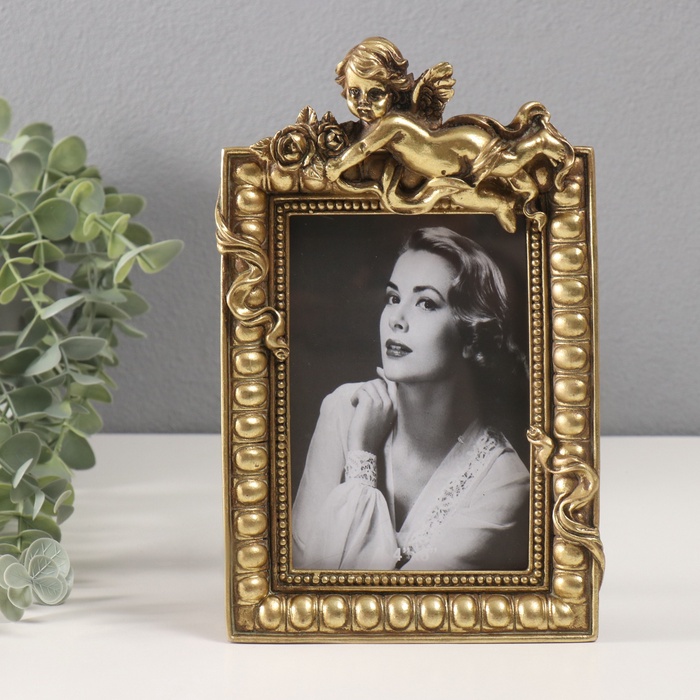 Фоторамка для фото 10×15 см «Ангел», полистоун под золото, 24.5×15.5×4 см - Фото 1