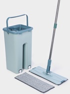 Швабра с отжимом и ведро Доляна, швабра плоская, ведро с двумя отсеками, 8 л, дополнительная насадка - Фото 1