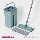 Швабра с отжимом и ведро Доляна, швабра плоская, ведро с двумя отсеками, 8 л, дополнительная насадка - Фото 6