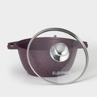 Кастрюля KUKMARA Trendy style, 2 л, d=20 см, h=10.5 см, антипригарное покрытие, стеклянная крышка, литой алюминий, фиолетовая - Фото 3