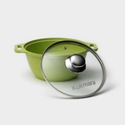 Кастрюля KUKMARA Trendy style, 2 л, d=20 см, h=10.5 см, антипригарное покрытие, стеклянная крышка, литой алюминий, зелёная - Фото 3