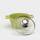 Кастрюля алюминиевая Trendy style, 1 л, d=16 см, h= 9 см, антипригарное покрытие, стеклянная крышка, цвет зелёный - Фото 2