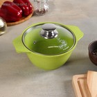 Кастрюля алюминиевая Trendy style, 1 л, d=16 см, h= 9 см, антипригарное покрытие, стеклянная крышка, цвет зелёный - Фото 6