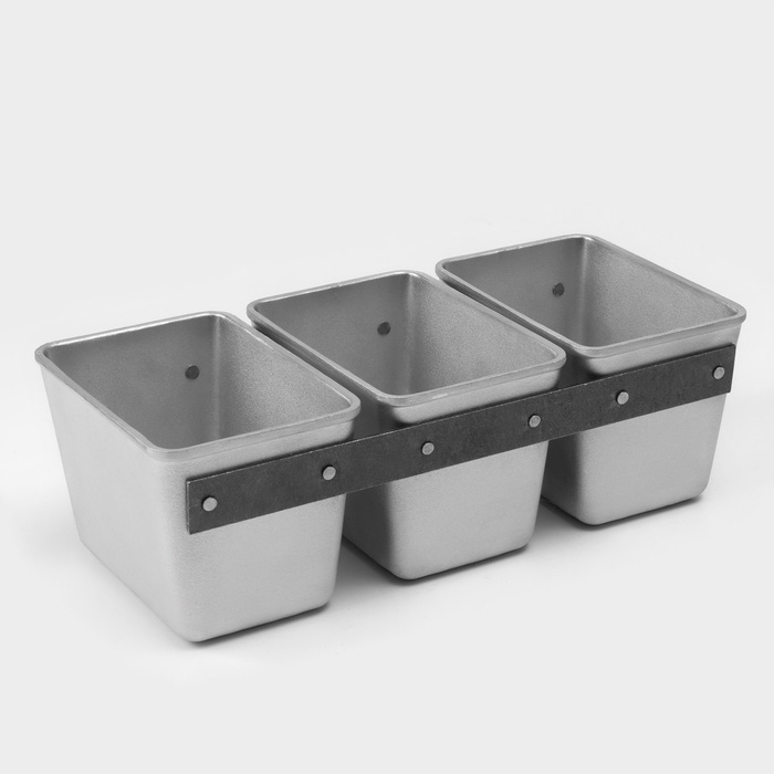 Форма для хлеба KUKMARA, 3 л (1.2 л), 30.5×14×10 см, Л-11, 3-х секционная, литой алюминий - Фото 1