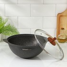 Казан для плова Granit ultra, 3.5 л, стеклянная крышка, литые ручки, антипригарное покрытие, чёрный - Фото 2