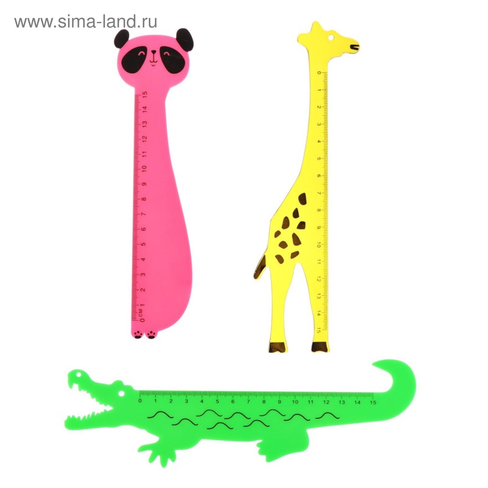 Линейка фигурная 15 см, deVENTE Animals, МИКС х 4 цвета, картонная ...