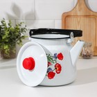 Чайник «Цветы красные», 3,5 л, белый с кнопкой, индукция, цвет белый - фото 9505133