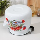 Чайник эмалированный «Цветы красные», 3,5 л, цвет белый - Фото 4