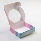 Подарочная коробка сборная с окном, небесный, 11.5×11.5×3 см - Фото 2