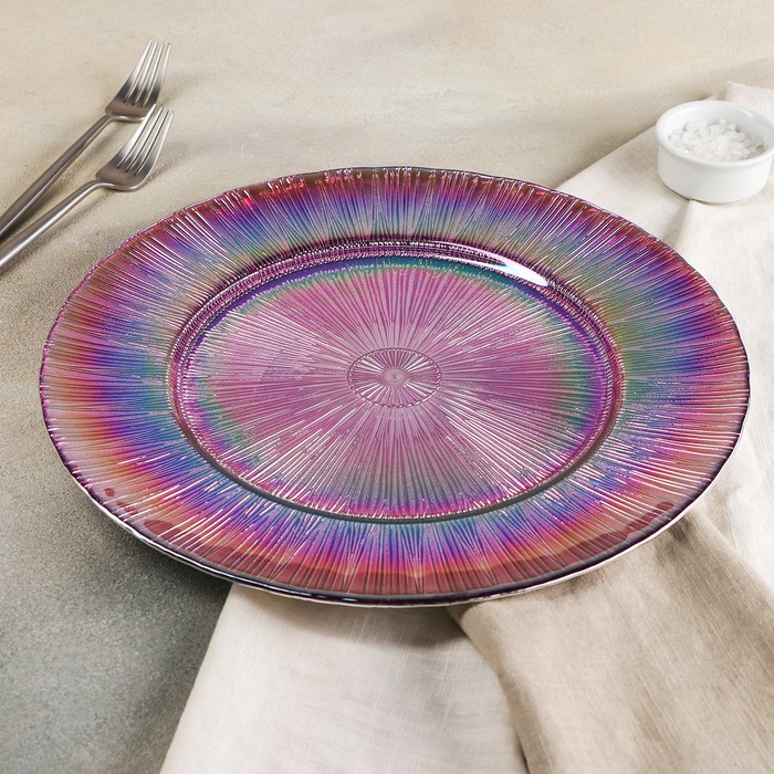 Тарелка стеклянная подстановочная «Чарм», d=33 см, цвет хамелеон - фото 1908547240