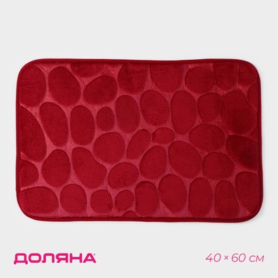 Коврик для ванной Доляна «Галька», 40×60 см, цвет бордовый
