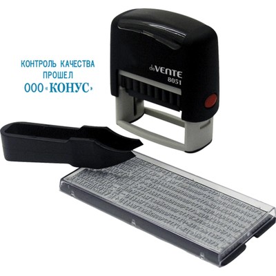 Штамп самонаборный 3 строки, 1 касса, 38×14 мм, пинцет deVENTE 8051 (аналог Trodat 4911)