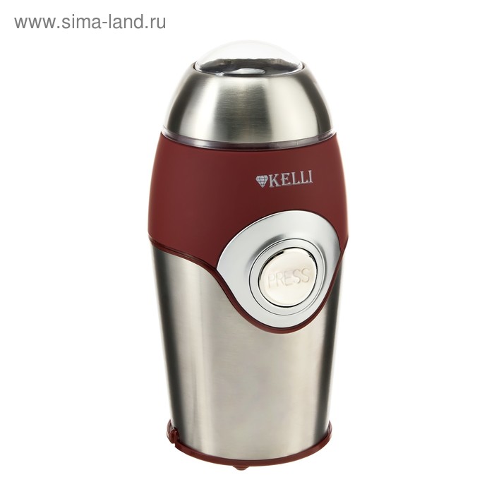 Кофемолка электрическая KELLI KL-5054, 400 Вт, 70 г, красная/серебристая - Фото 1