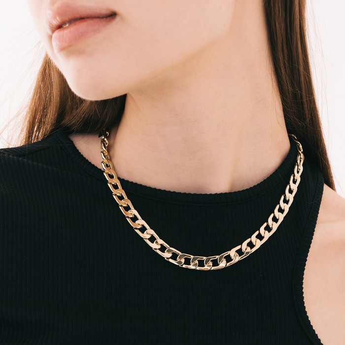 Колье «Цепь голден» плоская, цвет глянцевое золото, 45 см - Фото 1