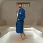 Халат махровый мужской «Глава семьи», размер 52-54, цвет синий - Фото 4