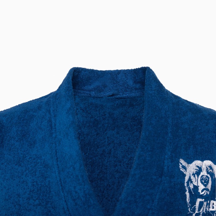 Халат махровый мужской «Глава семьи», размер 52-54, цвет синий - фото 1910020650