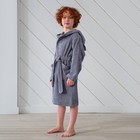 Халат махровый детский Этель Little king, размер 32 (110-116 см), серый - Фото 1