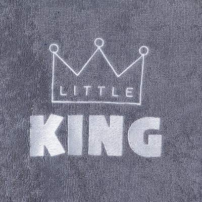 Халат махровый детский Этель Little king, размер 34 (122-128 см), серый