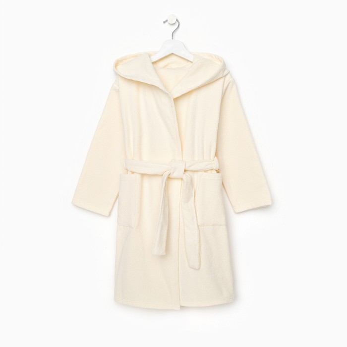Халат махровый детский Этель Follow me, размер 34 (122-128 см), бежевый - Фото 1