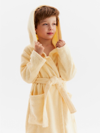 Халат махровый детский «Этель. Динозавр», размер 34, бежевый