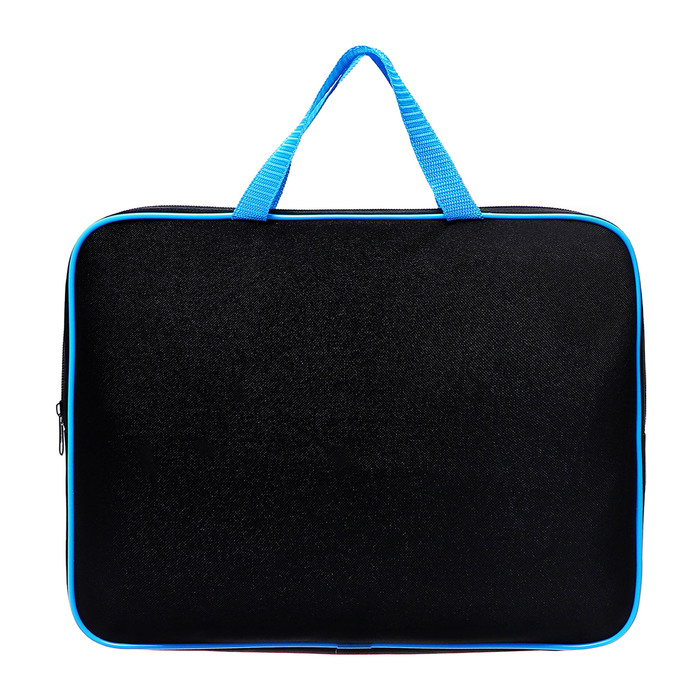 Папка с ручками текстильная А4, Calligrata "Офис, 350 х 265 х 45 мм, ПМД 2-42, чёрная/ярко-голубая - Фото 1