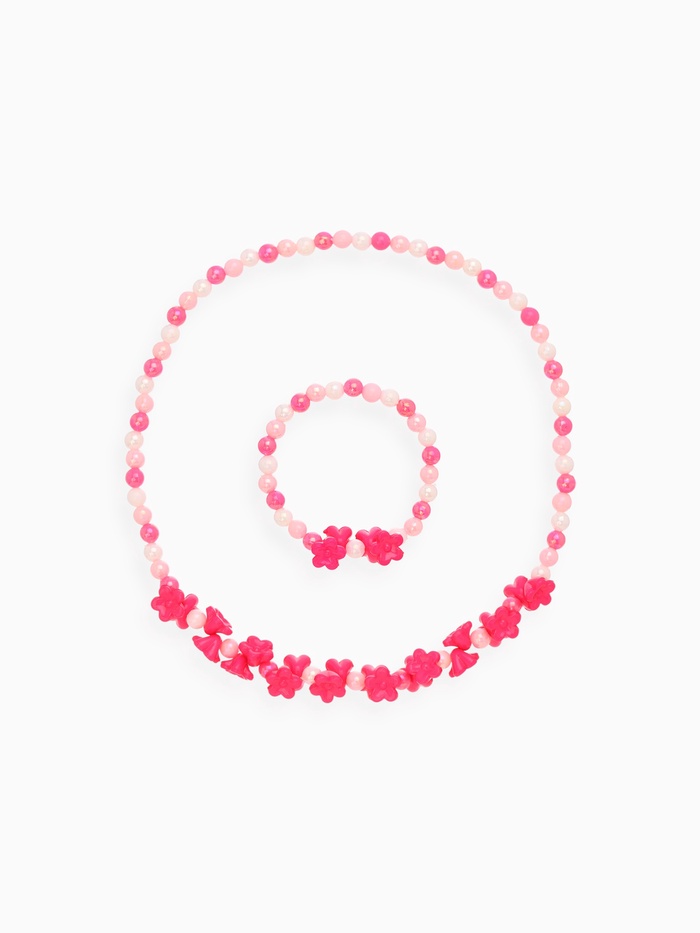 Набор детских украшений Выбражулька «Цветы сирени», 2 предмета: бусы, браслет d=6 см розовый