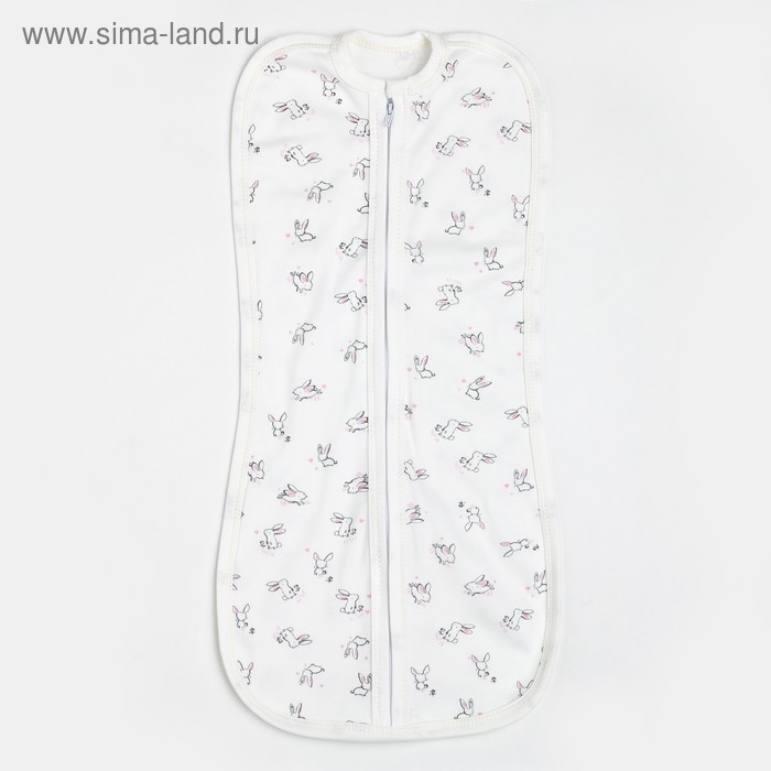 Пеленка-кокон на молнии, зайки цв розовый, рост 68, интерлок - Фото 1