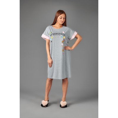 Платье домашнее женское , цвет серый, размер 44