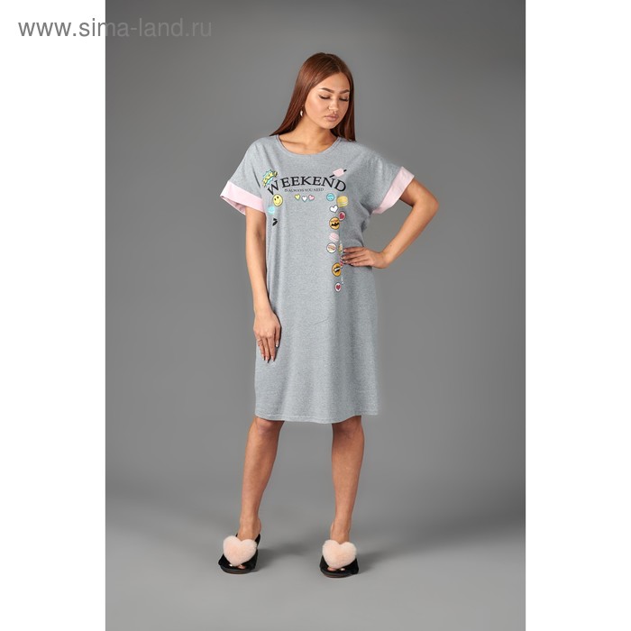Платье домашнее женское , цвет серый, размер 44 - Фото 1