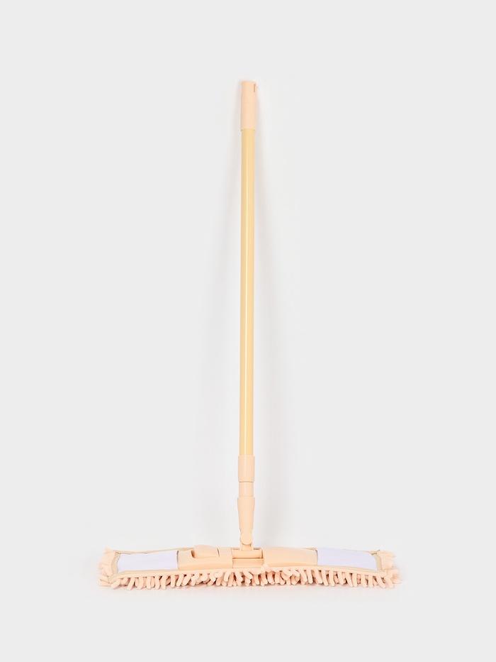 Швабра для мытья пола плоская Доляна, телескопическая ручка, насадка букля, 43×14×124 см - Фото 1