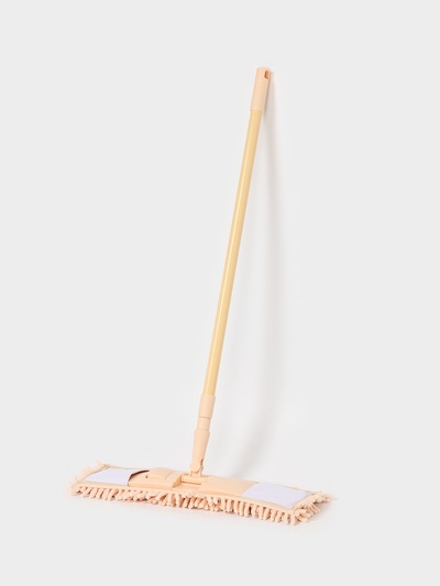 Швабра для мытья пола плоская Доляна, телескопическая ручка, насадка букля, 43×14×124 см