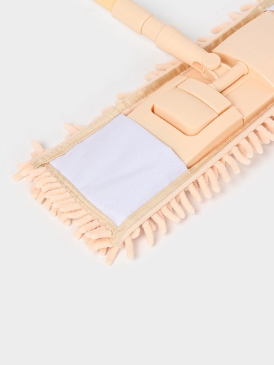 Швабра для мытья пола плоская Доляна, телескопическая ручка, насадка букля, 43×14×124 см