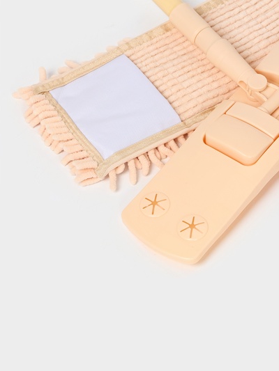 Швабра для мытья пола плоская Доляна, телескопическая ручка, насадка букля, 43×14×124 см