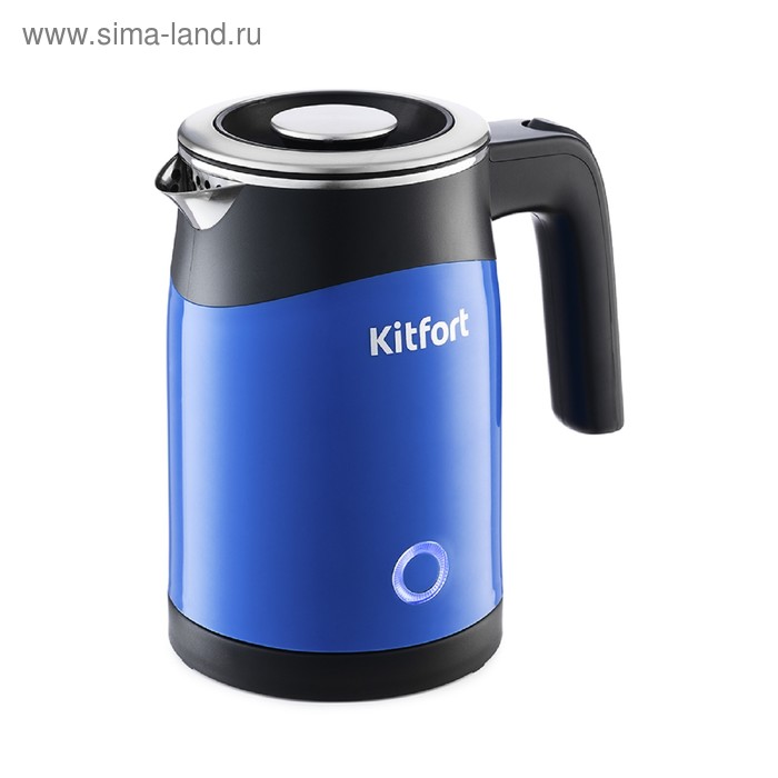 Чайник электрический Kitfort КТ-639-2, металл, 0.6 л, 1150 Вт, чёрно-синий - Фото 1