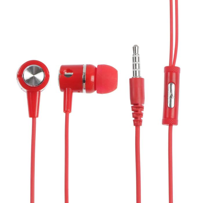 Наушники LuazON, вакуумные, микрофон, красные - Фото 1