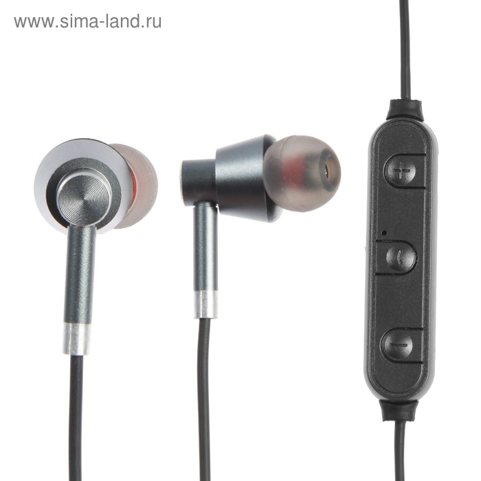 Наушники LuazON VBT 1.4, беспроводные, вакуумные, магнитные, Bluetooth 4.2, 90 мАч, серые - Фото 1