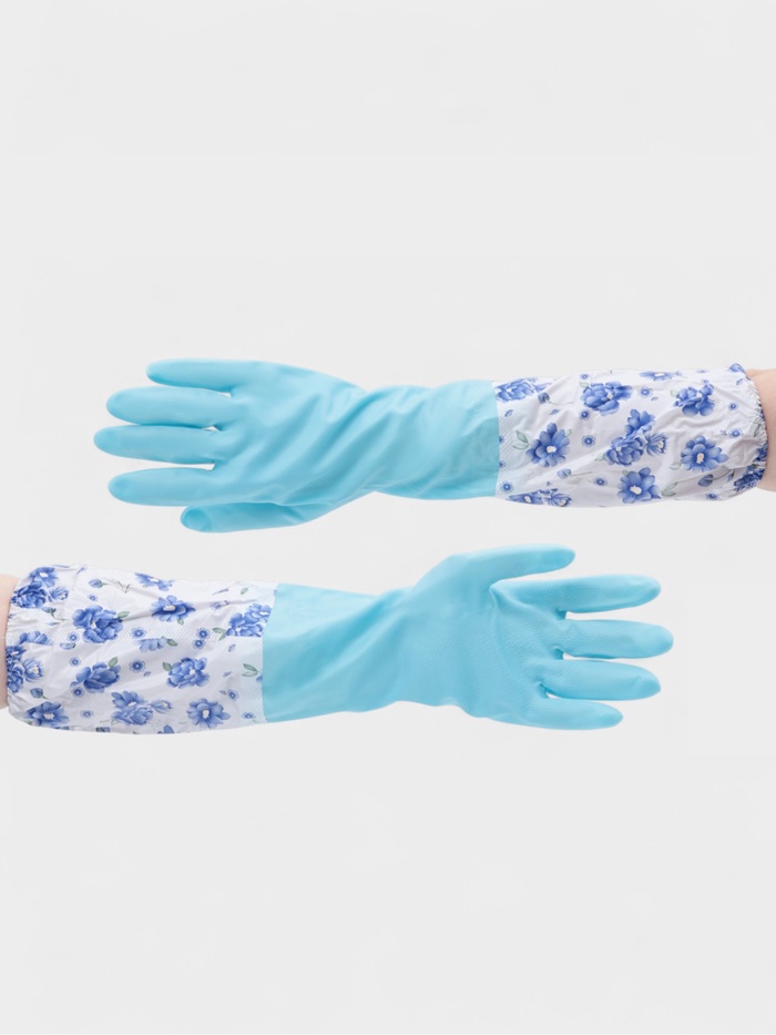 Перчатки хозяйственные с утеплителем Доляна, размер L, длинные манжеты, ПВХ - Фото 1