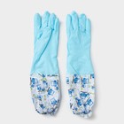 Перчатки хозяйственные с утеплителем Доляна, размер L, длинные манжеты, ПВХ - Фото 2