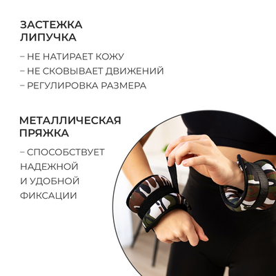 Утяжелители неопреновые ONLYTOP, 2 шт. × 1.5 кг, цвет милитари