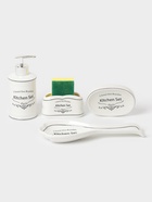 Аксессуары для кухни Доляна «Уют», 4 предмета, дозатор 300 мл, мыльница, подставка для губки, подставка для ложки, белые - Фото 1