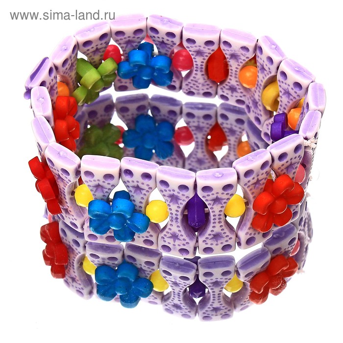 Браслет детский "Выбражулька" цветы в квадратике, цвет сиреневый - Фото 1