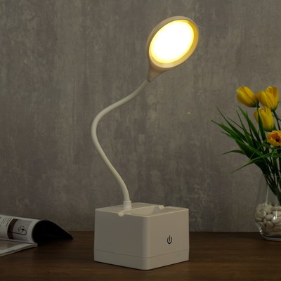 Лампа настольная RISALUX 85302/1, сенсорная, 18хLED, 3 Вт, диммер, USB, AKB, белая, 10×10.5×43 см