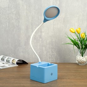 Лампа настольная RISALUX 85303/1, сенсорная, 18хLED, 3 Вт, диммер, USB, AKB, синяя, 10×10.5×43 см 4734894