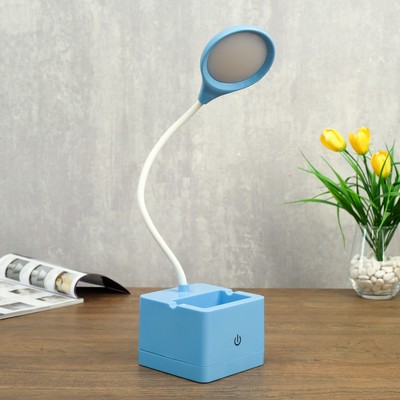 Лампа настольная RISALUX 85303/1, сенсорная, 18хLED, 3 Вт, диммер, USB, AKB, синяя, 10×10.5×43 см