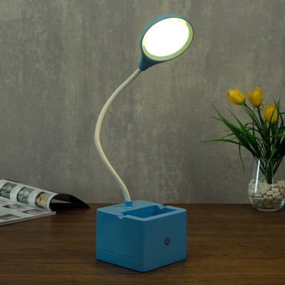 Лампа настольная RISALUX 85303/1, сенсорная, 18хLED, 3 Вт, диммер, USB, AKB, синяя, 10×10.5×43 см