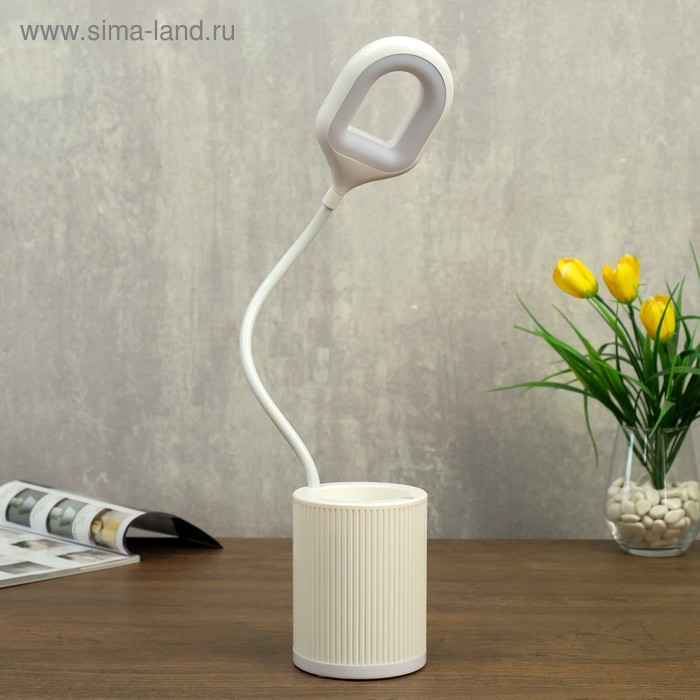 Лампа настольная сенсорная 85304/1 24хLED 3Вт 3 режима USB AKB белый 8,5х8,5х43 см - Фото 1