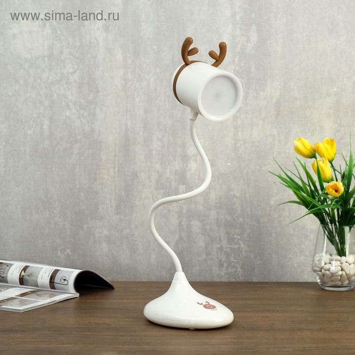 Лампа настольная сенсорная 85310/1 30хLED 4Вт диммер USB AKB белый-кофе 14х11х48,5 см - Фото 1