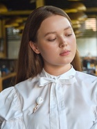 Брошь «Цветок» лилия, белая в золоте - Фото 2