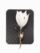 Брошь «Цветок» лилия, белая в золоте - Фото 5